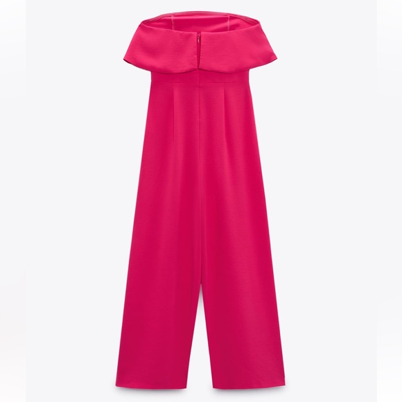 ZARA STRAIGHT NECK CAPE JUMPSUIT SIZE S/M FUCHSIA 1165/267 NWT - Picture 7 of 8